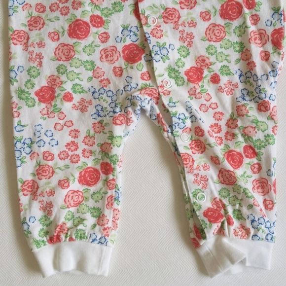 H&M floral cotton snap footless sleeper jumpsuit pajamas 4-6 months baby girl - Picture 3 of 6